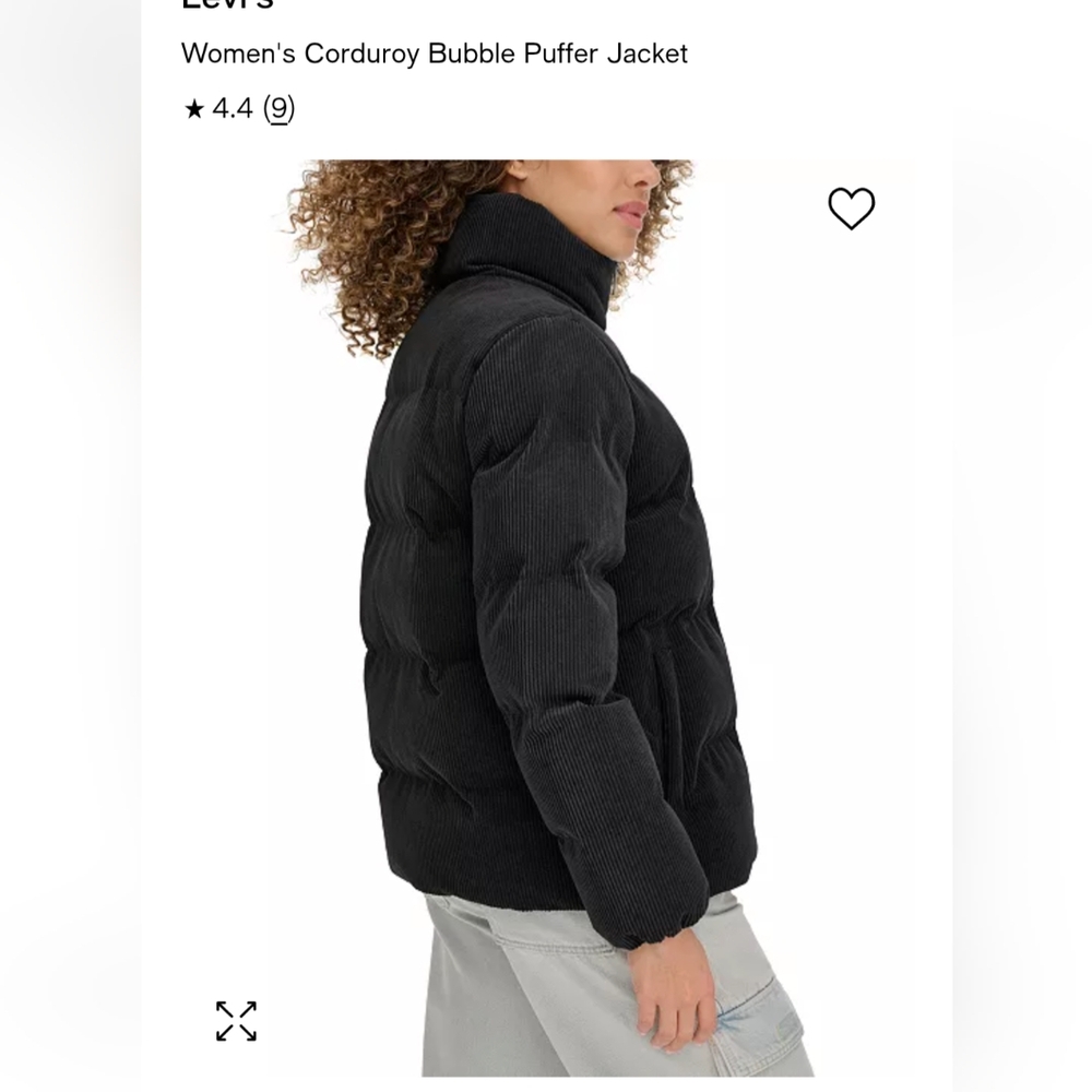 Beautiful Levi's Black corduroy bubble puffer. NWT XL. In perfect condition - Picture 12 of 14